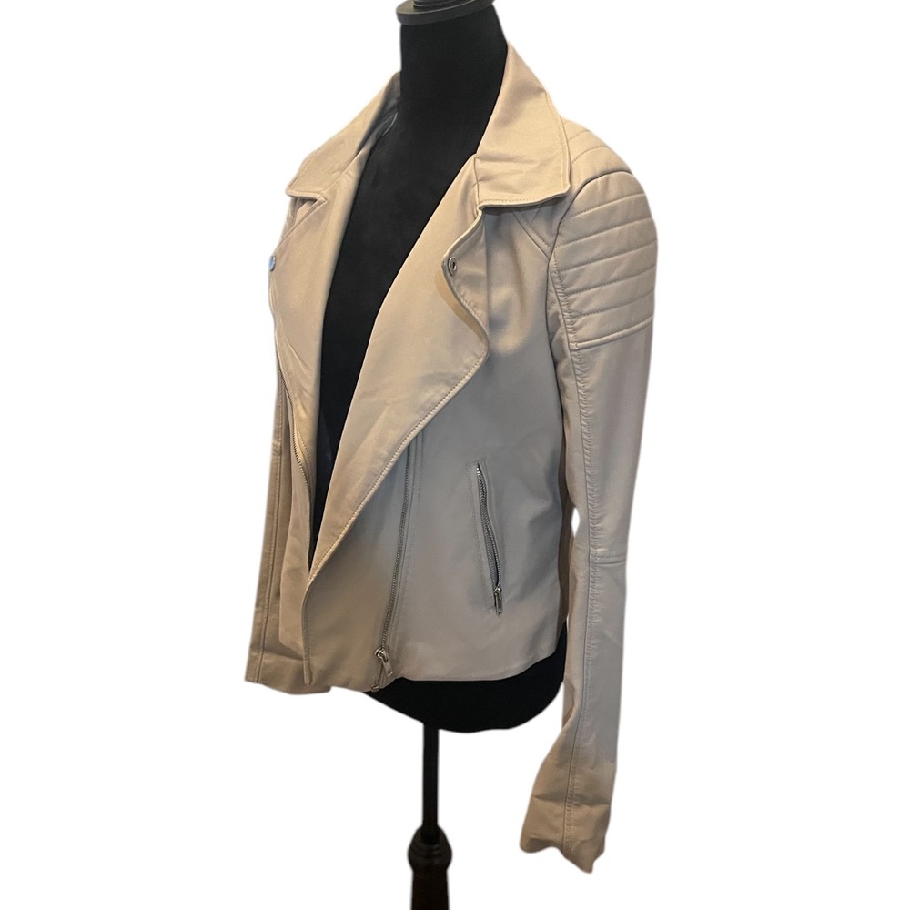 Women's Moto,Faux Leather Jacket Rose,Champagne,Beige,colored Motorcycle,Large - Picture 3 of 7
